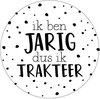 10x Sluitsticker Ik ben jarig dus ik trakteer - RONA DESIGN® - 40mm - Traktatiesticker - Cadeausticker - Wensetiket ik ben jarig dus ik trakteer - Uitdelen - Sluitsticker - Keur Wit + Zwart - Sticker Verjaardag - Trakteren Basisschool