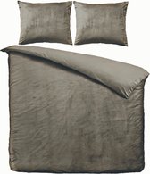 Velvet Couture Fluwelen Dekbedovertrek Lits jumeaux 240x200/220 + 2 kussenslopen / Taupe