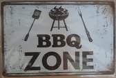 Bbq zone wandbord - Mancave- Cafe- Bar- Restaurant - Kroeg- Woondecoratie- Vintage - 20cmx30cm