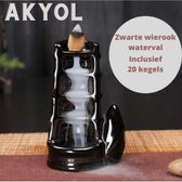 Akyol® Wierook houder | Wierook waterval | Wierook kegel | Wierookhouder | Wierook brander | Wierook stokjes | Aromatherapie geur brander van keramiek | 11 cm | + 20 wierook kegels