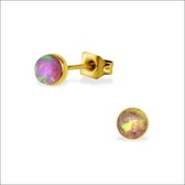 Aramat jewels ® - Zweerknopjes opaal roze chirurgisch staal goudkleurig 5mm