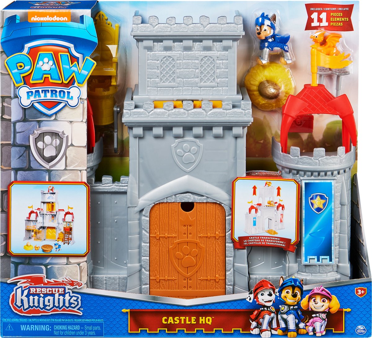 PAW Patrol PAT' PATROUILLE RESCUE KNIGHTS - CHÂTEAU FORT + FIGURINE  CHEVALIER CHASE +... | bol.com