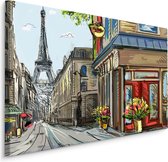 Schilderij - Tekening van Parijs, Print op Canvas, Premium Print