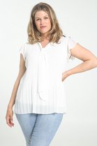 Paprika Dames Plisséblouse met lavallièrestrik - Outdoorblouse - Maat 46
