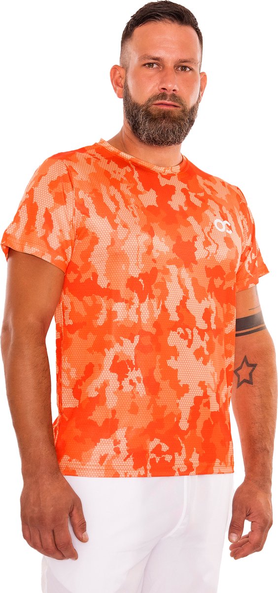 ONCOURT Camo Shirt Tennis- & Padelkleding Heren Oranje - Maat XXL