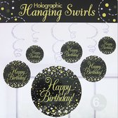 Oaktree - Swirls Sparkling zwart goud - Happy Birthday