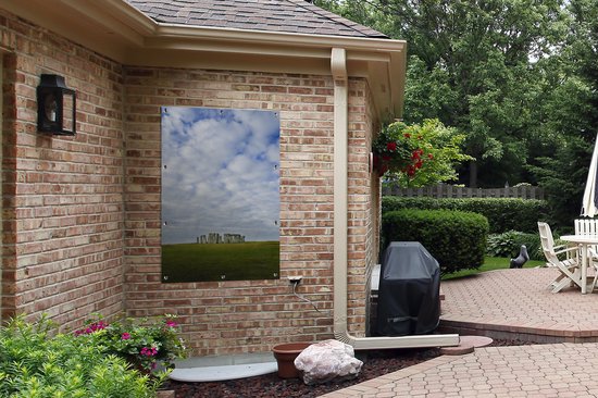 Affiche de jardin - Toile de jardin - Posters de jardin extérieur - Nuages de moutons au-dessus de Stonehenge en Angleterre - 80x120 cm - Jardin