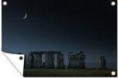 Muurdecoratie Stonehenge in de nacht met een maan - 180x120 cm - Tuinposter - Tuindoek - Buitenposter