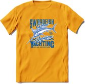 Fishing - Vissen T-Shirt | Grappig Verjaardag Vis Hobby Cadeau Shirt | Dames - Heren - Unisex | Tshirt Hengelsport Kleding Kado - Geel - XL