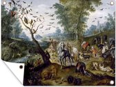 Tuin decoratie De ark van Noach - schilderij van Jan van Kessel - 40x30 cm - Tuindoek - Buitenposter