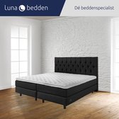 Luna Bedden - Boxspring Bella - 180x200 Compleet Zwart Gecapitonneerd Bed