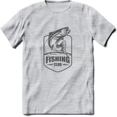 Fishing - Vissen T-Shirt | Grappig Verjaardag Vis Hobby Cadeau Shirt | Dames - Heren - Unisex | Tshirt Hengelsport Kleding Kado - Licht Grijs - Gemaleerd - S