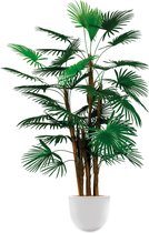 HTT - Kunstplant Rhapis palm in Eggy wit H125 cm