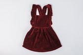 MXM Baby Jurk- Bordeaux- Velours- Dungaree- Roesels- Drukknoopjes- Maat 68