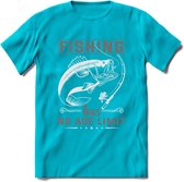 Fishing Has No Age Limit - Vissen T-Shirt | Grijs | Grappig Verjaardag Vis Hobby Cadeau Shirt | Dames - Heren - Unisex | Tshirt Hengelsport Kleding Kado - Blauw - XL