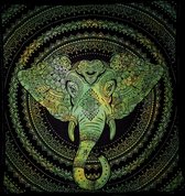 Grandfoulard 415 - Ganesha - Groen&Zwart - Wandkleed - Bedsprei - Strandlaken