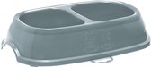 Zolux Non-Slip Duo Voerbak Blauw / Grijs Assorti 2X400 ML 28X18X60 CM