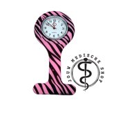 Jouw medische shop - nurse watch - verpleegsterhorloge - zusterhorloge - verpleegster horloge - horloge - siliconen - Zebra pink
