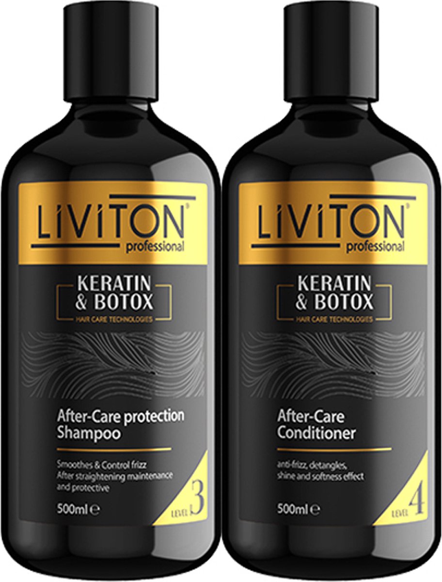 Liviton Keratine & Botox No.3 & No.4 - Keratine Conditioner - Keratine Shampoo - 2x 500 ml