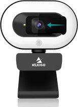 NexiGo StreamCam N930E met software, 1080p webcam met ringlicht en privacyhoes, auto-focus, plug and play, webcamera voor online leren, Zoom Meeting Skype Teams, PC Mac Laptop Desktop