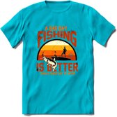 A Bad Day Fishing - Vissen T-Shirt | Grappig Verjaardag Vis Hobby Cadeau Shirt | Dames - Heren - Unisex | Tshirt Hengelsport Kleding Kado - Blauw - S