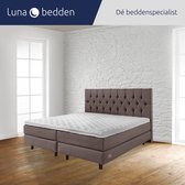 Luna Bedden - Boxspring Bella - 200x220 Compleet Bruin Gecapitonneerd Bed