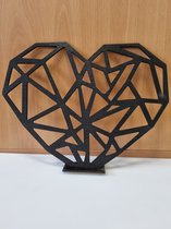 Coeur géométrique sur pied - Zwart avec paillettes - Coeur - Géométrique - Statue