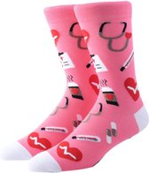 JustSockIt Ziekenhuis sokken ROZE - Sokken - Medische sokken - Zorg sokken - Vrolijke sokken