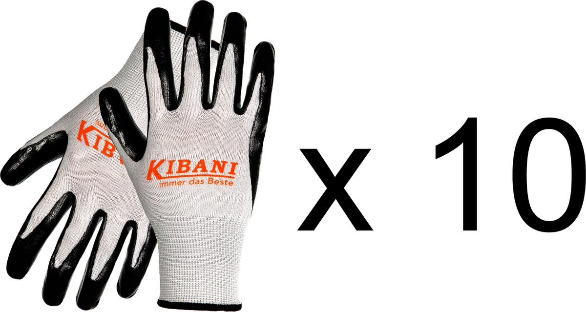 Kibani werkhandschoenen per 10 - Tuinhandschoenen - one size fits all - voor heren - handschoenen heren