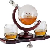 JMT-one - Whiskey decanteer set - Whisky karaf - cadeauset - Inclusief 2 glazen - Whiskey wereldbol - Whiskey decanter - Whiskey set - Whiskey glazen - 900 ML