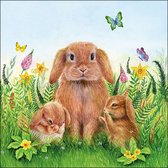 Ambiente Easter papieren servetten - rabbit family