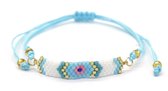 Armband Dames - Glaskralen - Verstelbaar - Blauw