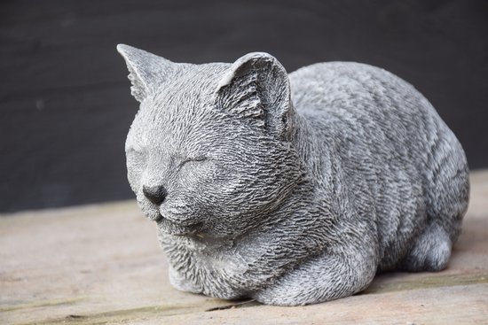 Chat couché, statue de jardin, 18 cm de long | bol