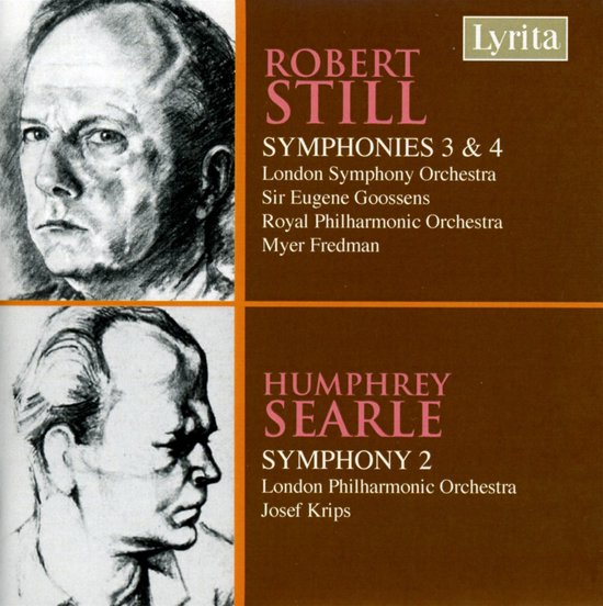 CD-hoes met portretten van Robert Still en Humphrey Searle. Tekst bevat titels van symfonieën en uitvoerende orkesten.