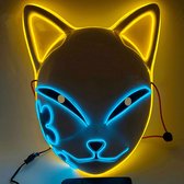 DriSubt Halloween masker, LED Purge masker voor kinderen volwassenen kostuum masker, maskerade masker voor anime cosplay carnaval Pasen Halloween party (Yellow Japanse Fox Demon)
