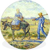 WallCircle - Wandcirkel ⌀ 90 - Boerenkoppel gaat naar het werk - Schilderij van Vincent van Gogh - Ronde schilderijen woonkamer - Wandbord rond - Muurdecoratie cirkel - Kamer decoratie binnen - Wanddecoratie muurcirkel - Woonaccessoires