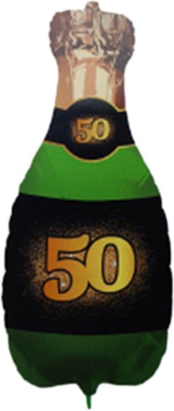 Folieballon champagnefles 50 jaar - Goud / Groen - Folie - 42 x 92 cm - 50 jaar - Abraham - Sara - Verjaardag - Ballon