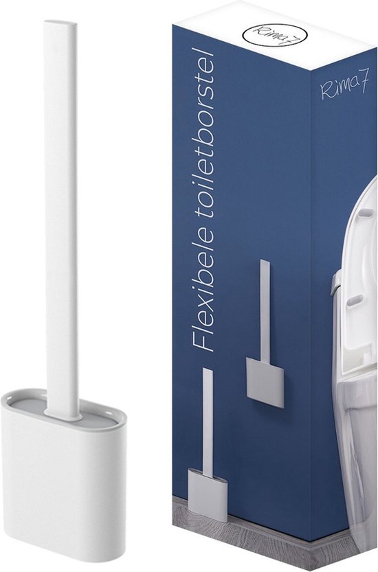 RiMa7 Siliconen WC Borstel – Toiletborstel Met Houder – Vrijstaand Of Hangend – Wit