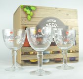 Westmalle Bierglas - 33cl  - Bierpakket met 3 bierglazen + geschenkverpakking - Originele glazen van de brouwerij - Biercadeau