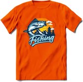 Vissen T-Shirt | Grappig Verjaardag Vis Hobby Cadeau Shirt | Dames - Heren - Unisex | Tshirt Hengelsport Kleding Kado - Oranje - M