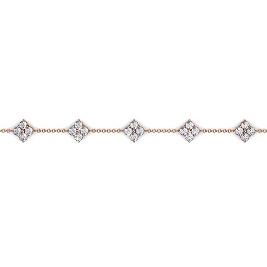 Shoplace ® - Bracelet femme Clover avec cristaux Swarovski - Plaqué or rose 18 carats - Bracelet Swarovski - Coffret cadeau - ⌀ 20cm - Or rose