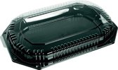Cateringschaal, serveerschaal, incl. deksel, PS, 8-hoekig, 430x280x32mm, zwart 10 stuks
