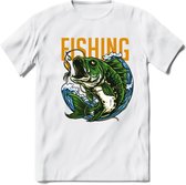 Fishing - Vissen T-Shirt | Grappig Verjaardag Vis Hobby Cadeau Shirt | Dames - Heren - Unisex | Tshirt Hengelsport Kleding Kado - Wit - XL