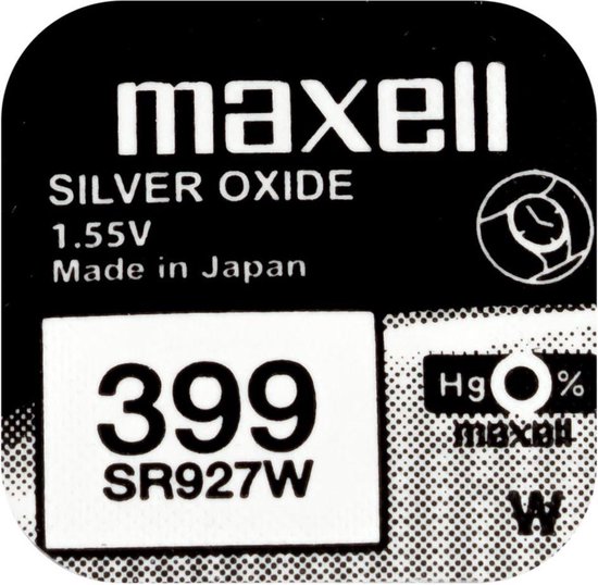 MAXELL - 399 - SR927W - zilveroxide knoopcel horlogebatterij 2 (twee) stuks