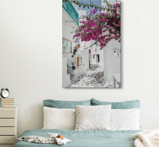 Toile Peinture Wit - Route - Grèce - 120x180 cm - Décoration murale XXL