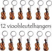 Sleutelhanger Viool | Muziek Cadeau Uitdelen | 12 stuks