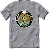 Fishing Club - Vissen T-Shirt | Beige | Grappig Verjaardag Vis Hobby Cadeau Shirt | Dames - Heren - Unisex | Tshirt Hengelsport Kleding Kado - Donker Grijs - Gemaleerd - XL