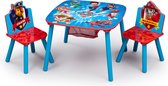 Paw Patrol - Kindertafel met 2 Stoelen - Kinderkamer - Handig Opbergvak - Blauw/Rood