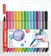 STABILO pointMax - Feutre fin à pointe dure - Grand 0 mm - Pointe en nylon - Pochette avec 15 Nieuwe couleurs