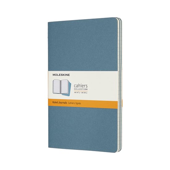 Moleskine Cahier Journals Large Gelinieerd Blauw set van 3 bol
